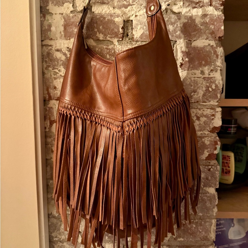 Brown Fringe Leather Bag